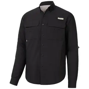 bassdash Men's Long Sleeve Button-Down Performance Fishing Shirt - UPF 50, Quick Dry, Short Hem, Sun Protection, Outdoor Use, Multiple Pockets