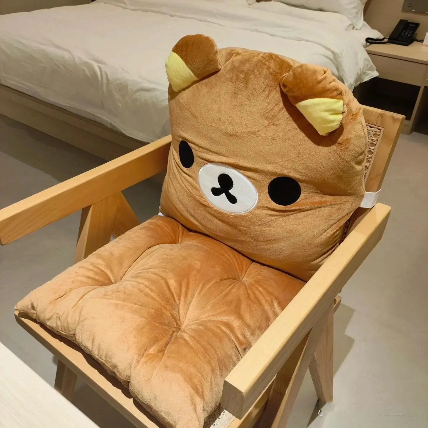 Kawaii Rilakkuma All In One Plush Chair Cushion Backrest Pillow Soft Cozy Seat Pad For Dormitory Office Chair Sofa Bedroom Women