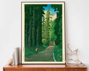 [Sale Off Up To 50%] [Unframe] Vintage Japanese Forest Poster, Woodblock Art, Road to Nikko by Kawase Hasui, Japandi Decor, Botanical Wall Art