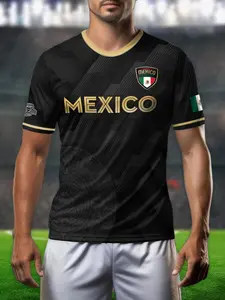 Mexican Football Jersey, Comfortable Breathable Sports Casual Wear, Fashion Essential, All over Print Design, Men's Soccer Shirt