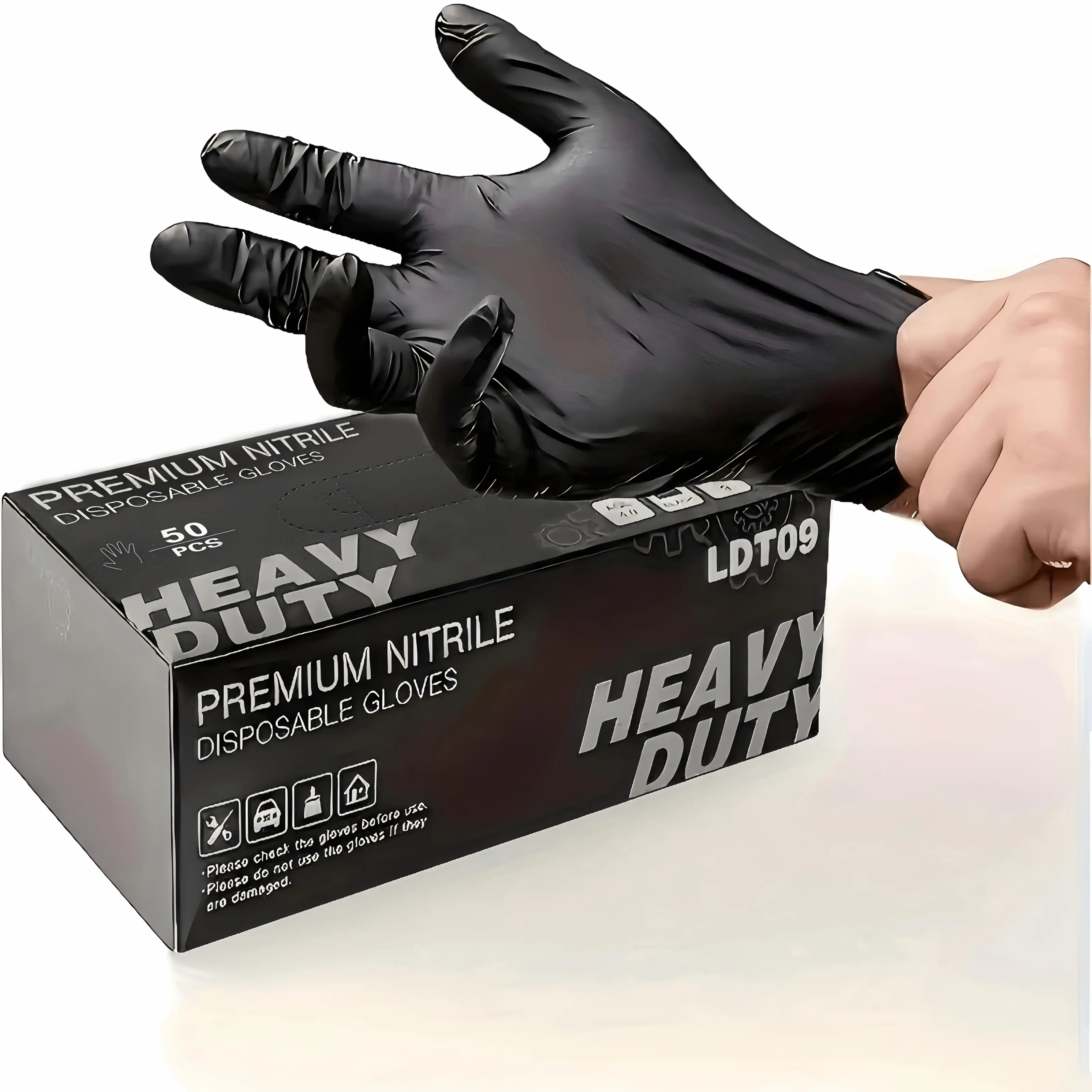 50pcs Black Pure Nitrile Disposable Gloves, 6-Mil, Household Cleaning Gloves, Car Repair, Painting Operations, Kitchen Cleaning, Bathrooms, Durable, Stab Resistant, Piercing Textured Fingertips, Latex Free( S, M, L, XL) Local Warehouse, Fast Deliver