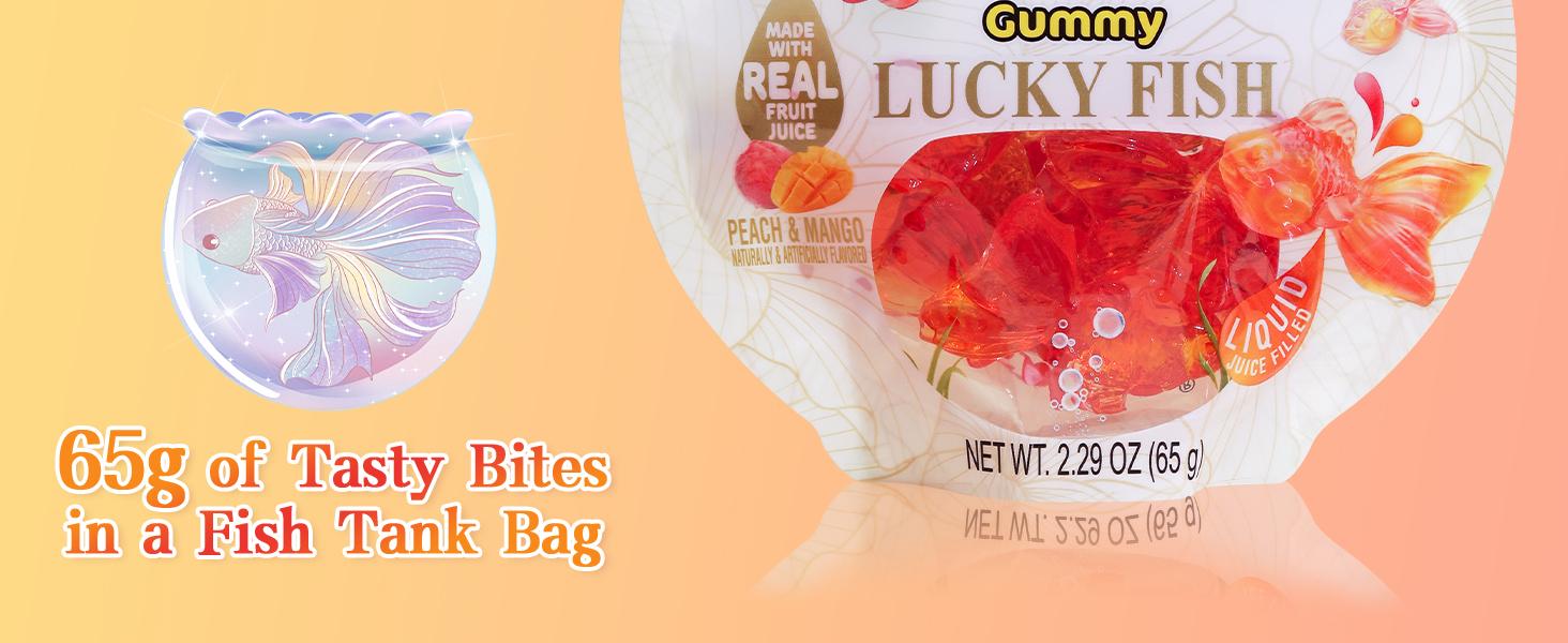 Amos 4D Gummy Lucky Fish Candy, 3D Goldfish-Shaped Gummies with Mango & Peach Juice, 65g per Bag, Gluten-Free Snack Amos 4D Gummy Lucky Fish Candy, 3D Goldfish-Shaped Gummies with Mango & Peach Juice, 65g per Bag, Gluten-Free Snack