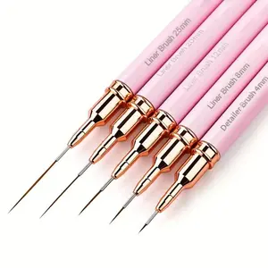 Five-Piece Nail Art Pen Set, Fine Tip Line Drawing Pens, Multifunctional Gel Polish Brushes, Essential Manicure Tools for Creative Designs, Nail Art Accessories