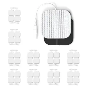 40PCS 2"x2" TENS Unit Electrode Pads, Universal 2mm Pin, Reusable, Latex-Free, High Conductivity for Muscle Pain Relief, EMS Stimulators, Self-Adhesive, Non-Irritating