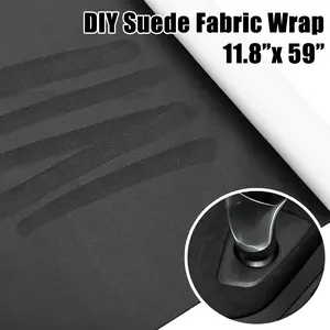 Premium Black Suede Fabric Wrap - 11.8in x5ft Suede Wrap for Car Interior - Self-Adhesive Microfiber and Synthetic Leather, Stretchable Interior Film for Car and Home Decor