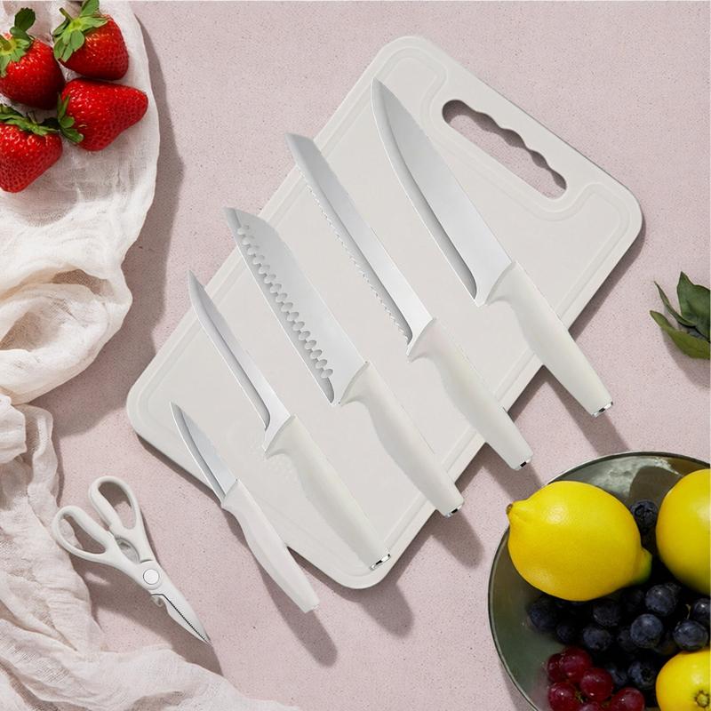 15-Piece Kitchen Knife Set with Solid Wood & Plastic Knife Block: Chef's Knife, Japanese-Style Knife, Meat/Vegetable Knife, Chicken Bone Knife, German-Style Steak Knife – All Included. Wooden Sturdy Chopping Sturdy Chopping