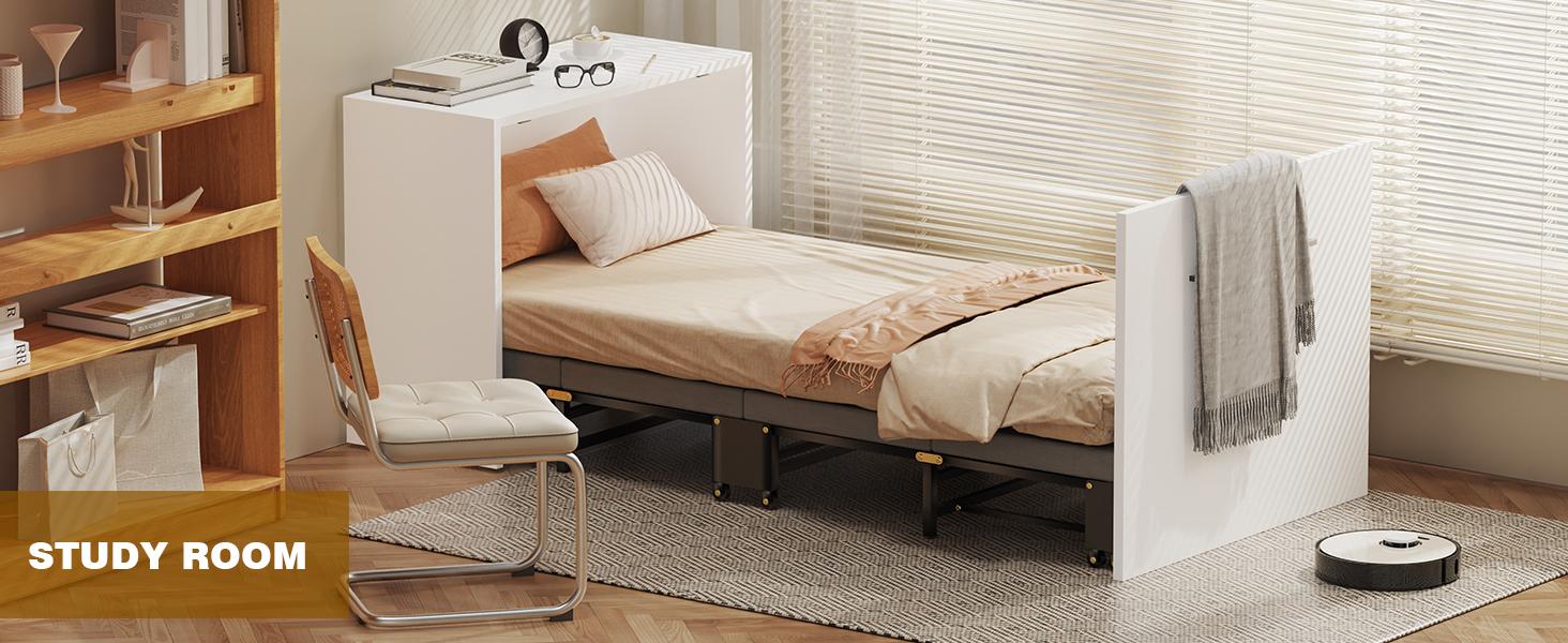 Narrow Twin Murphy Bed with Mattress Included Hideaway Cabinet Tri-Fold Walnut White Foldable Space-Saving Farmhouse Design Easy Assembly Silent Wheels Narrow Twin Murphy Bed with Mattress Included Hideaway Cabinet Tri-Fold Walnut White Foldable Space-Saving Farmhouse Design Easy Assembly Silent Wheels