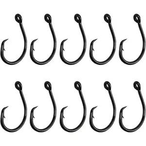 10 count High-Carbon Steel Circle Hooks Eagle Claw Fishing Hooks, Freshwater and Saltwater Fishing Hooks for Tuna, Catfish, Bass