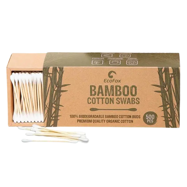EcoFox Bamboo Cotton Swabs | Eco-Friendly & Pure Cotton Buds | Double Tipped Sticks | 100% Plant-Based & Natural | Perfect for Makeup & Nail Applications, Arts & Crafts, Removing Dust & Dirt…