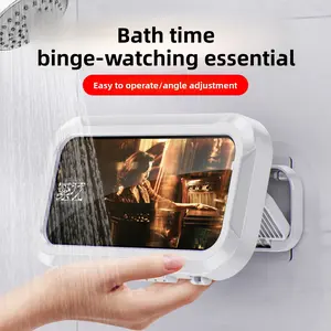 360° Rotatable Waterproof Bathroom Phone Holder for Shower, Lazy Wall-Mounted Stand for Watching Shows in Kitchen