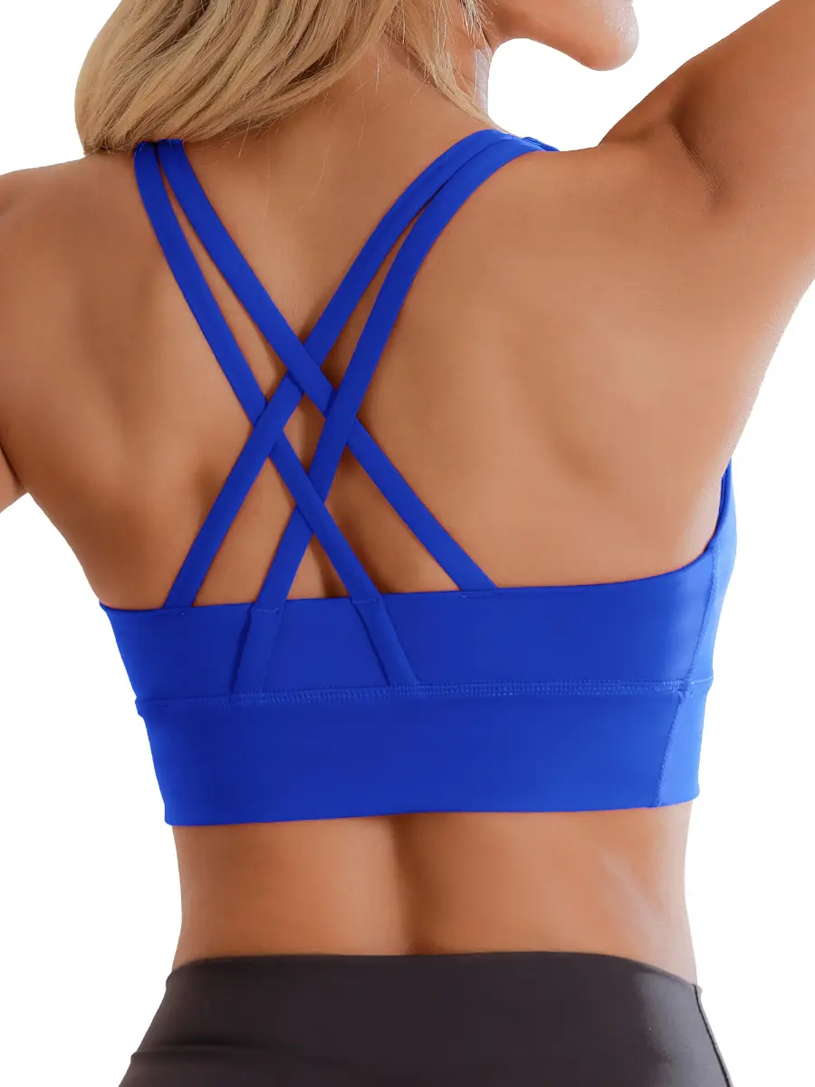 Ama Larsi Women's High Impact Strappy Crisscross Back Sports Bra - Wire Free, Padded, Wide Band, Breathable Fitted Activewear for Gym, Running, Everyday Wear