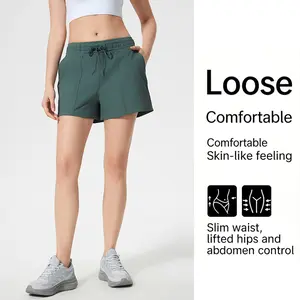 Women’s casual athletic shorts with , drawstring, elastic waistband—suitable for outdoor sports, fitness, running, and casual wear; women’s shorts, athletic shorts, womenswear