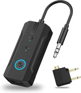 2026 2-in-1 Wireless Bluetooth 6.0 Transmitter Receiver, 3.5MM AUX Jack Adapter for 2 Airpods/Headphones, Airplane Travel Essential for Flight, TV, Car Stereo