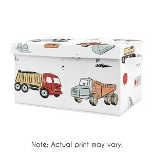 Sweet Jojo Designs Boy Fabric Storage Toy Bin Construction Truck Red Blue Yellow
