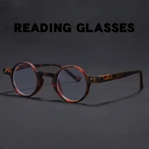 Unisex Round Frame Fashionable Reading Glasses, Trendy Punk Style, Suitable for Books & Computer Use, Relieves Eye Fatigue