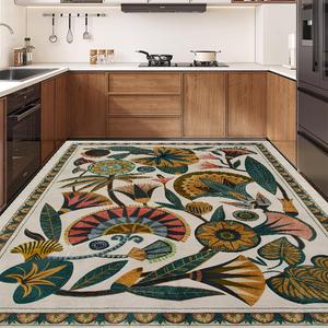 vintage floral pattern kitchen mat, 1 count non-slip kitchen rug, rectangle home decor floor mat, decorative carpet for home living room bedroom kitchen