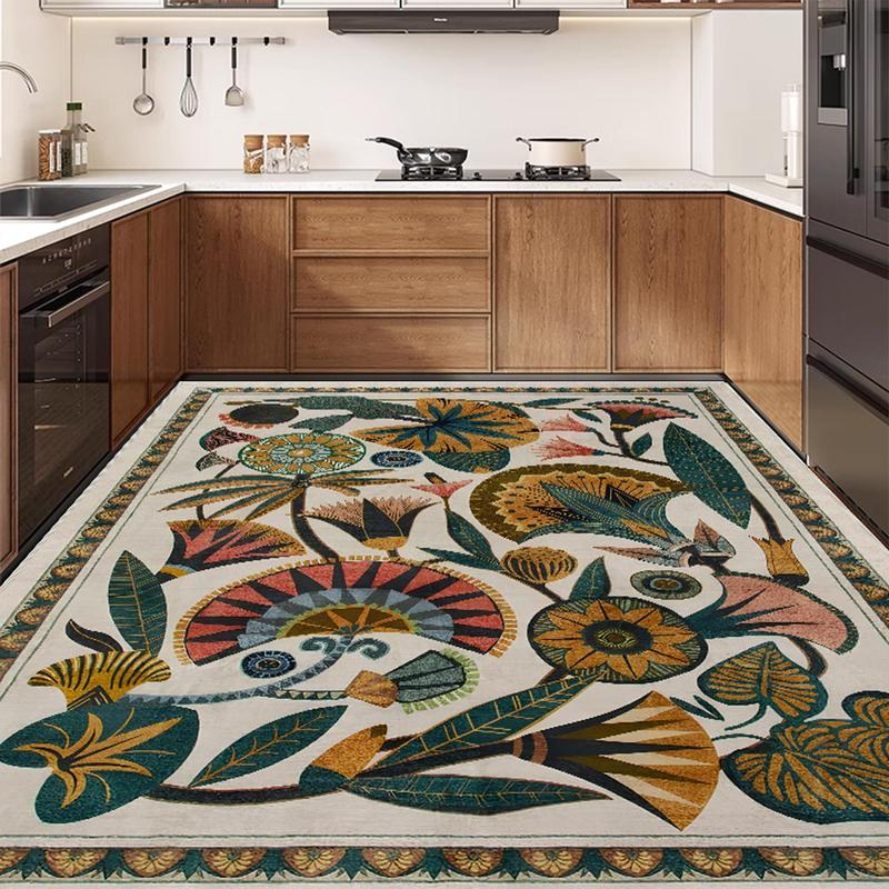 Vintage Floral Pattern Kitchen Mat, 1 Count Non-slip Kitchen Rug ...