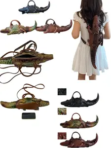Crocodile Design Bag, PU Material, Adjustable Strap, Multiple Carrying Options, Bold Colors, Perfect for Unique Style, Trendy Fashion Accessory