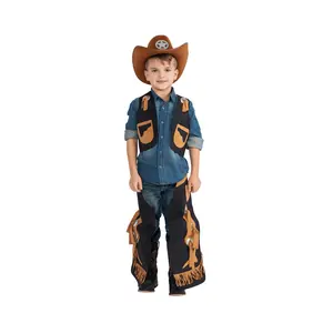 Cowboy Chaps and Vest | Kids' Cowboy Adventure Costume - Western Dress Up Set Accessory - Gift For Toddlers and Kids - For Halloween, Role Play & Theme Party