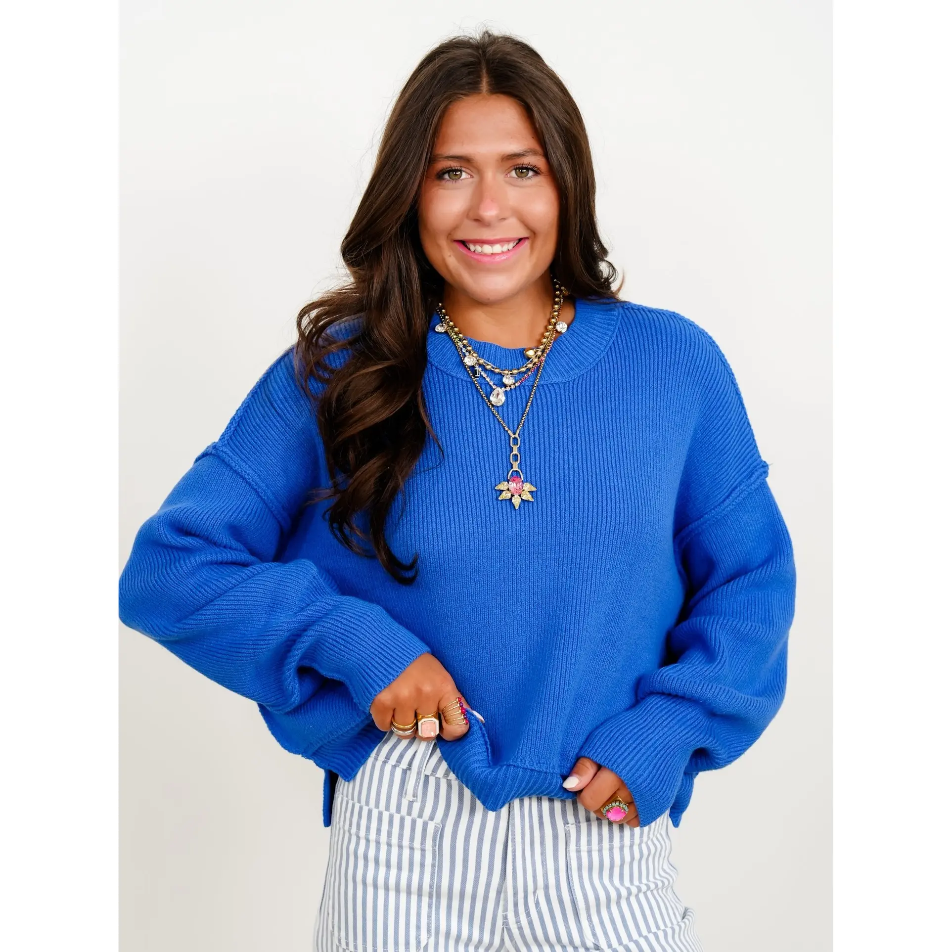 Restock! Ribbed Long Sleeve Round Neck Pullover Sweater