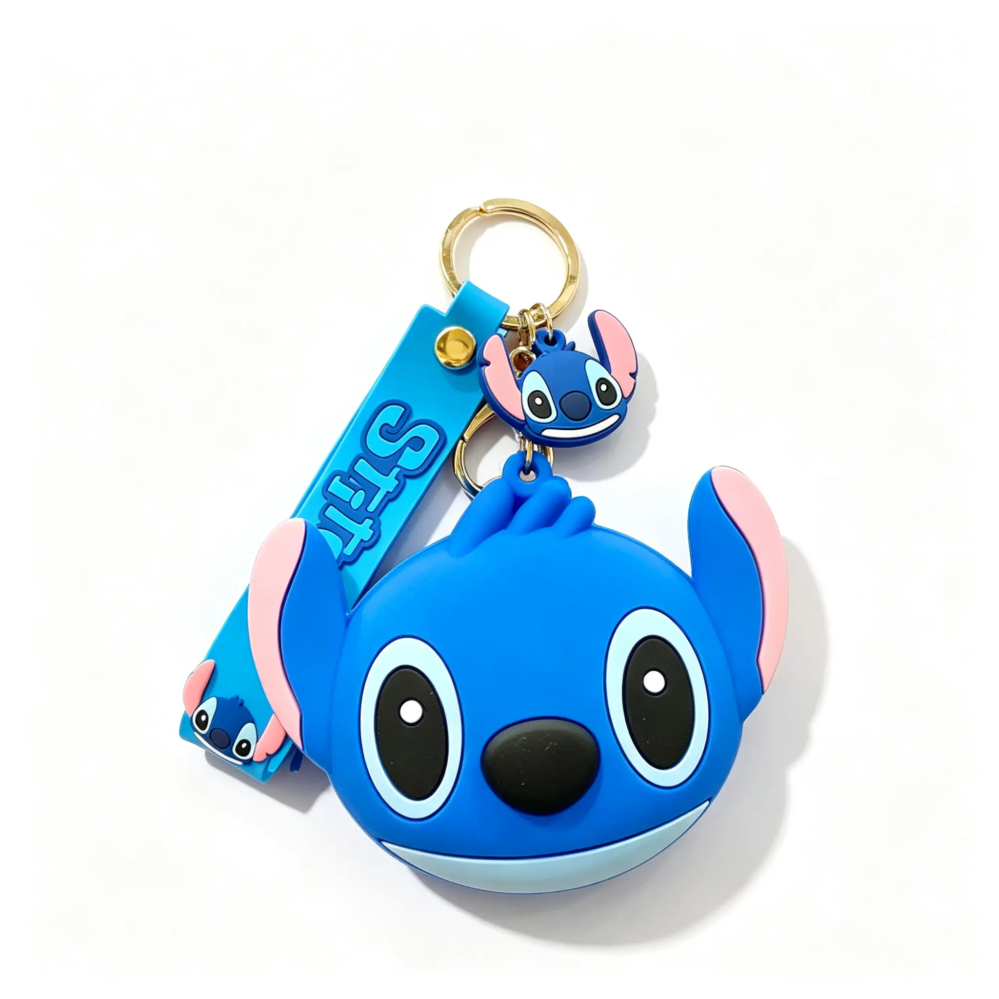 Disney Stitch Icon Silicone Keychain Bag Charm Puff Figure With Lobster Clasp For Backpack Purse And Keys