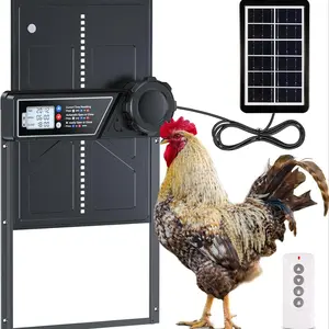 Solar Powered Automatic Chicken Coop Door, Large Chicken Coop Door with LCD Display, Equipped with Remote Control & Timed Solar Chicken Coop Door