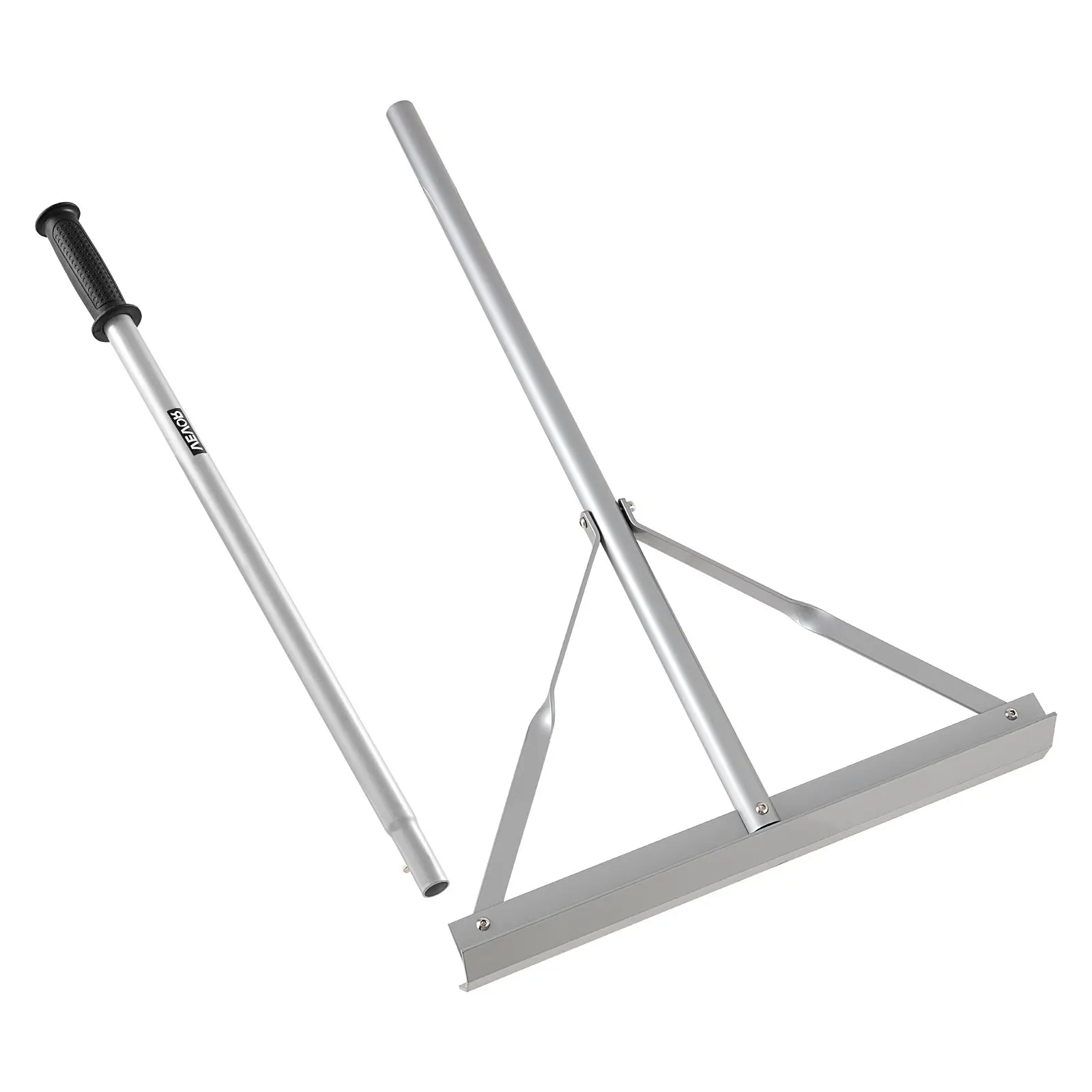 【DealsForYouDays】VEVOR Landscape Rake - 60in Adjustable Handle Length, 20in Wide Head, 3.09lbs Heavy-Duty Aluminum Tool with Spring-Lock, Weather-Resistant, for Asphalt Road Edge & Concrete Paving Leveling Tasks, Easy Assembly