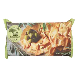 Trader Joe's Green Olive Flats Italian Lingue Crackers, Snacks, 5.29 oz.
