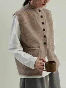 Women's Spring Autumn Casual Asymmetrical Neckline Cardigan Vest