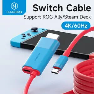 Hagibis Switch Dock for Nintendo Switch/OLED USB C to HDMI-Compatible Cable Adapter 4K 30Hz/4K 60Hz 100W PD Compatible With Thunderbolt 3/4 for Laptop SteamDeck ROG Ally Huawei Mate 60pro iPhone 16/15 Pro iPad Pro Macbook Air Type C to HDMI Video Adapter