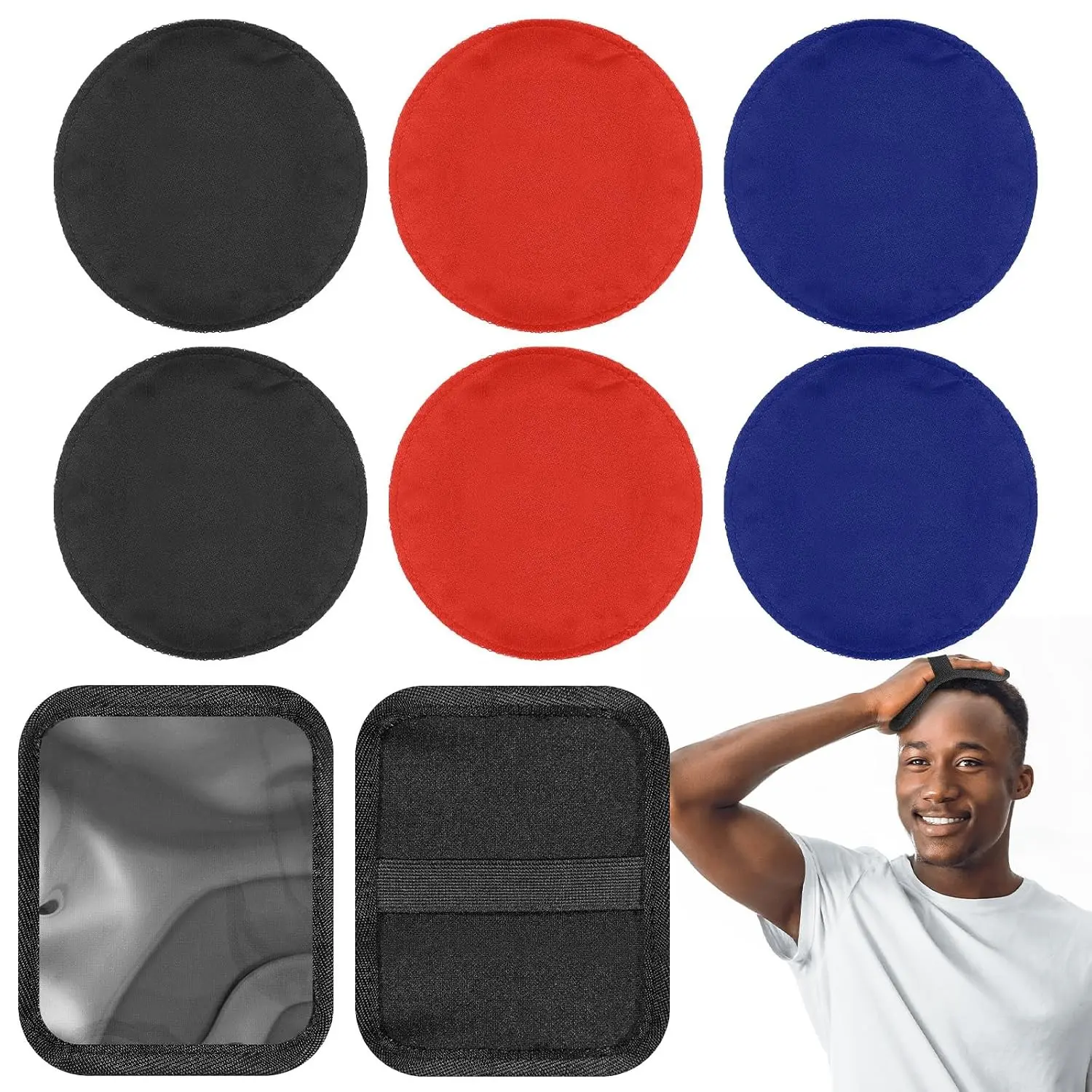 6 Pcs 4.5 Inch Crown Patch for Waves Laydown 360 Waver's Compression Rapid Crown with 1 Pcs Waves Training Pad (Black, Blue, Red)