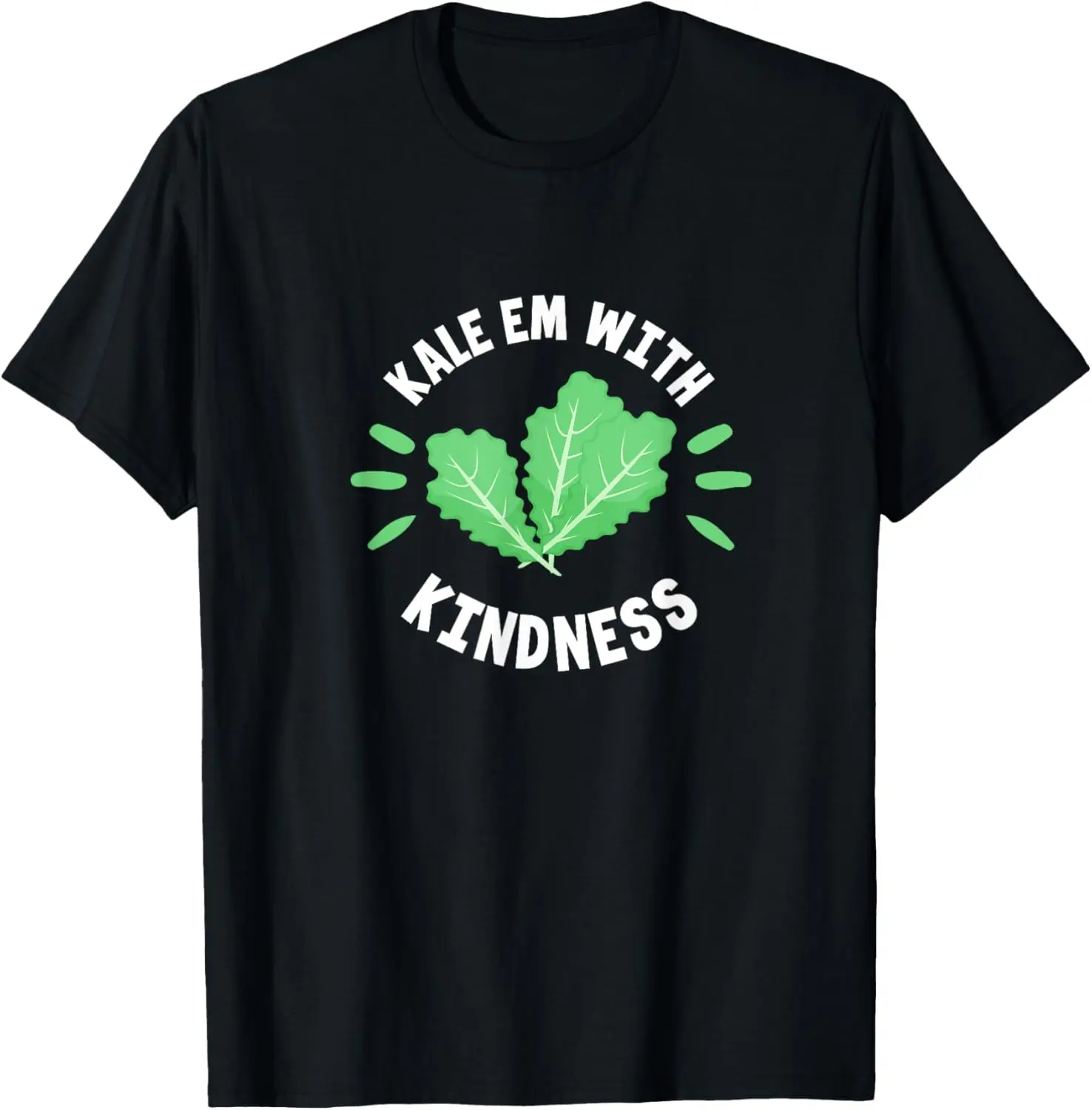 Women's 'Kale Em With Kindness' Funny Graphic T-Shirt, Casual Distressed 100% Cotton Short Sleeve Top with a Round Neck, Shortsleeve, Tshirt, Vintage, Everyday, Distressed Look, Playful Vibe, Short Sleeves, Crew Neck, Fashion, No