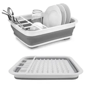 Foldable Dish Drying Rack, Portable Drying Basket, Utensil Storage Rack for Kitchen, RVs, and Camping