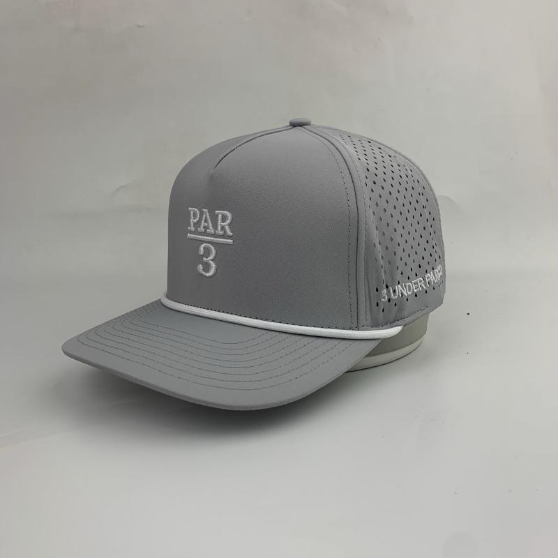 3 Under Par Co "Par 3" Edition Golf Hat - Grey with Perforated Design and White Trim