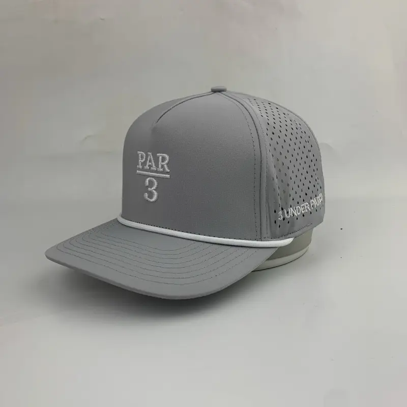 3 Under Par Co "Par 3" Edition Golf Hat - Grey with Perforated Design and White Trim