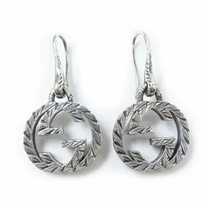 Pre-owned GUCCI Sterling Silver 925 (Ag925) Small Leather Goods Interlocking G Arabesque SV925 Pierce