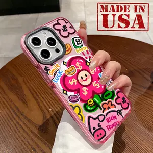 Phone Case for iPhone 16 Plus 15 Pro Max 14 13 12 11 Smiley Flowers Pattern Non-Yellowing Shockproof Soft Silicone Transparent Cover
