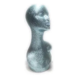 Michele Krysmari Teal Green Mannequin Head - Custom Designed Hard Plastic Bald Female Display Head with Suede Velvet Base for Wigs Hair Extensions