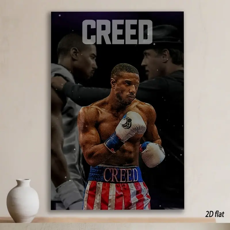 1pc Creed Boxing Movie Frame 2D Printed Waterproof Canvas Painting Modern Art Design Adonis Johnson Mural Aesthetic Sports Movie Poster Wall Decor Pictures Office Coffee Shop Home Living Room Bedroom Gym Wall Decoration