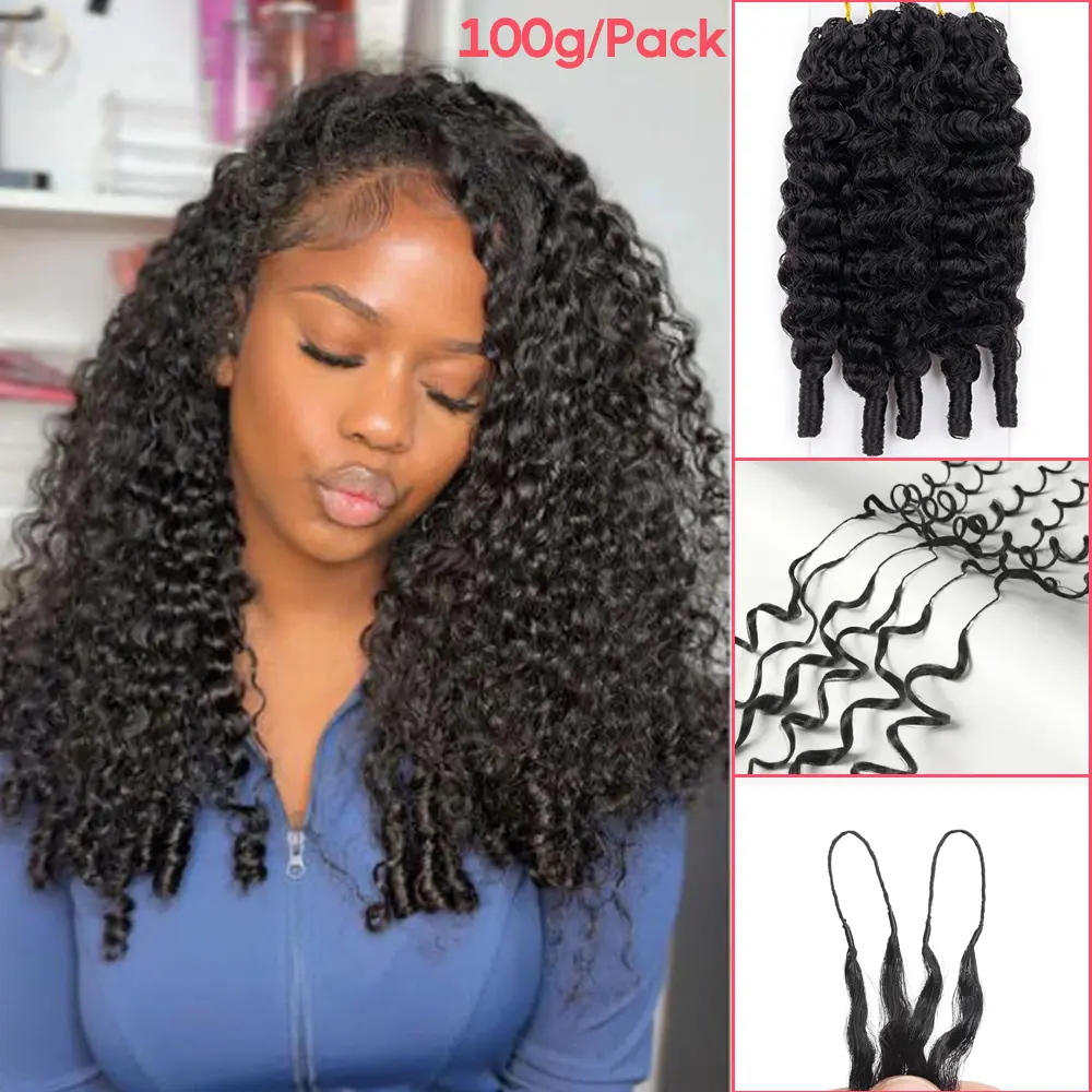 【Great Deal】100g/Pack RECOYA Feather Crochet Human Hair 100g/Pack Kinky Curly for Miracle Knots Boho Braids Knotless Burmese Curly Deep Wave Hair ExtensionsBoundless2-3Packs for Full Head Pre-Separated,Time-Saving, lightweight Glueless Protective Styles