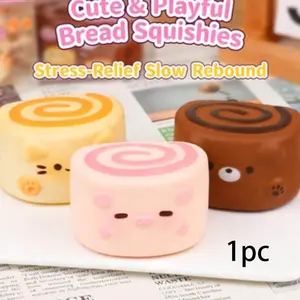 Soft Bread Roll Squeeze Toy, Stress Relief Gadgets, Colorful Swirl Design, Party Gift & Present, Suitable for Birthday Parties and Classroom Rewards
