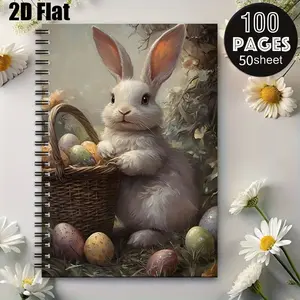 1 Easter Bunny Spiral Notebook, 5.7x8.26 Inch, Durable Coil Binding, Easter Egg Hunt Journal, Spring Celebration Notes, Kids' Easter Gift, Holiday Memory Keeper, Easter Party Favor, Bunny Themed Stationery for Easter Activities and Springtime Wri