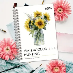12 Sheets/ 1 Book, Watercolor practice album with Bouquet theme designed for beginners - featuring 12 elegant Bouquet illustrations, step-by-step instructions, and lay-flat pages, with watercolor paper, great gift for birthdays, festivals, Mother's Day