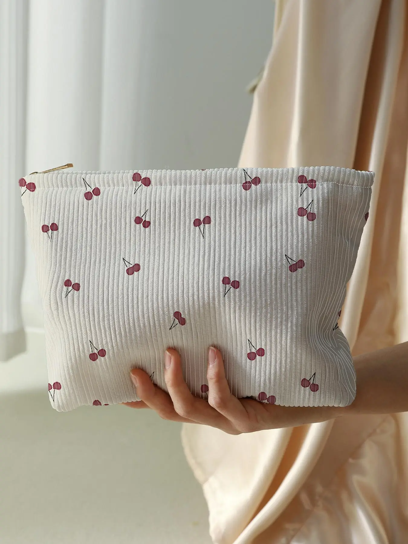 Cherry Pattern Makeup Bag, Lightweight Multi-functional Fashion Makeup Bag, Casual Travel Cosmetic Storage Bag, Versatile Storage Bag for Travel & Dai