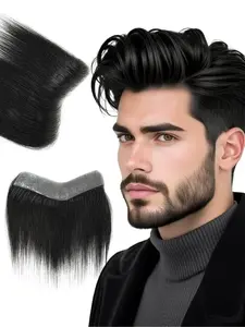 Men's Human Hair Toupee with Thin PU Base, Breathable and Durable Skin Hair Extension Hairpiece, Suitable for All Users, Human Hair Closure