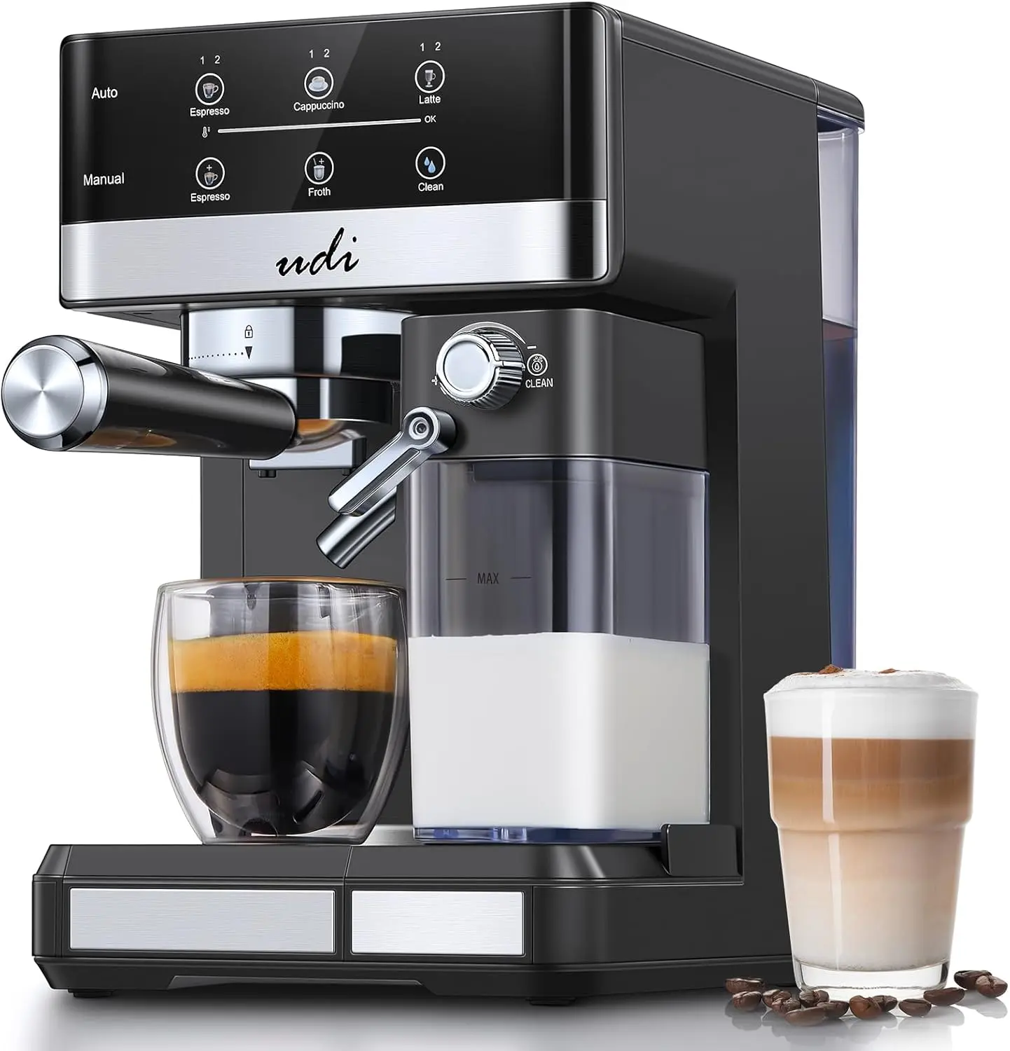 Espresso Machine, 20 Bar Cappuccino & Latte Coffee Maker with Automatic Milk Frother, Auto or Manual Quick Brew Dual Boiler, Touchscreen Espresso Maker