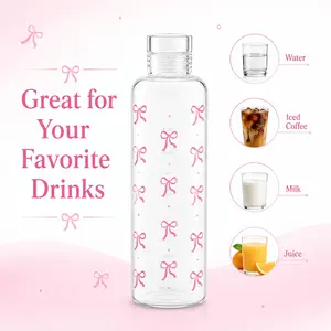 1 pieces of 17.6oz cute bow plastic water bottle, with time scale, transparent plastic water bottle, outdoor sports school drinking water bottle sealed high appearance level simple fashion Stylish Bottle handy cup can pack 500ml
