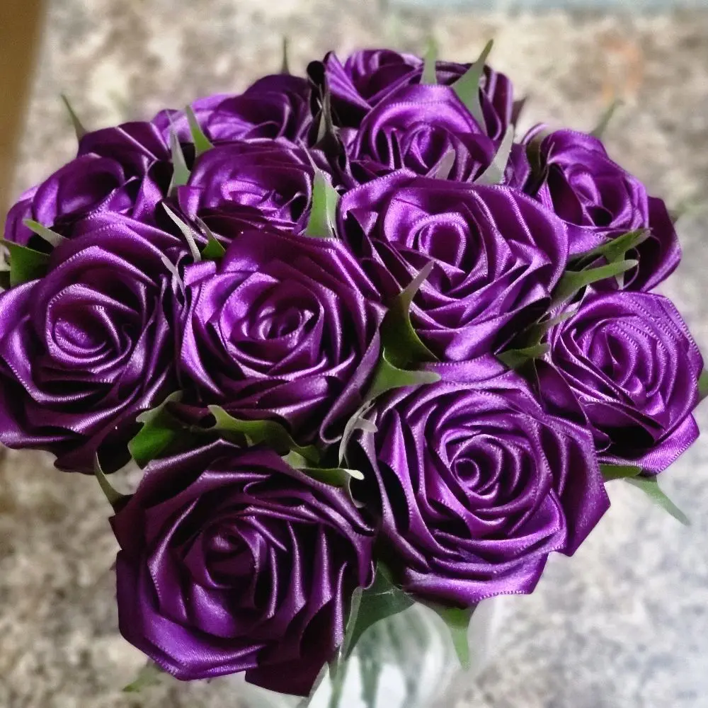 Handmade Satin FOREVER Rose 1 Single 1 Piece in Your Choice of Color Perfect for Any Occasion Elegant Customizable Bouquets & Corsages 2 1/2 Inches Wide 12 1/2 Inches Stem Length