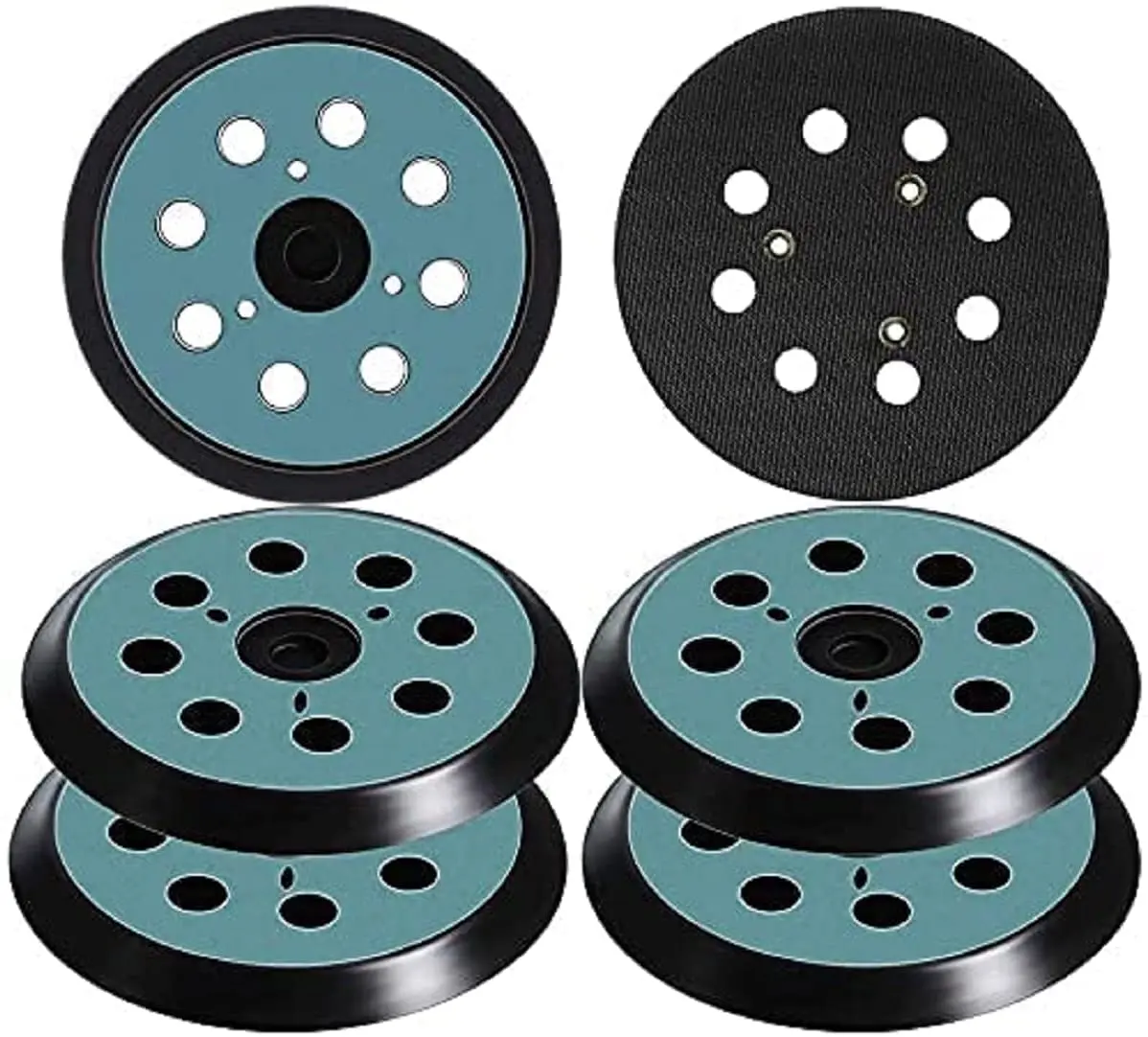 6 count 5 inch 8 Hole Sander Replacement Pad Parts  Orbital Sanding Backing Plates Hook Loop Sander Pad Fits for Makita, , Porter , Hitachi