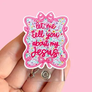 Glitter My Badge Let me tell you about my Jesus  badge reel for nurse and hospital workers. Badge clip Badge pull - Retractable swivel clip with a 360 rotation. Great gift for coworker.